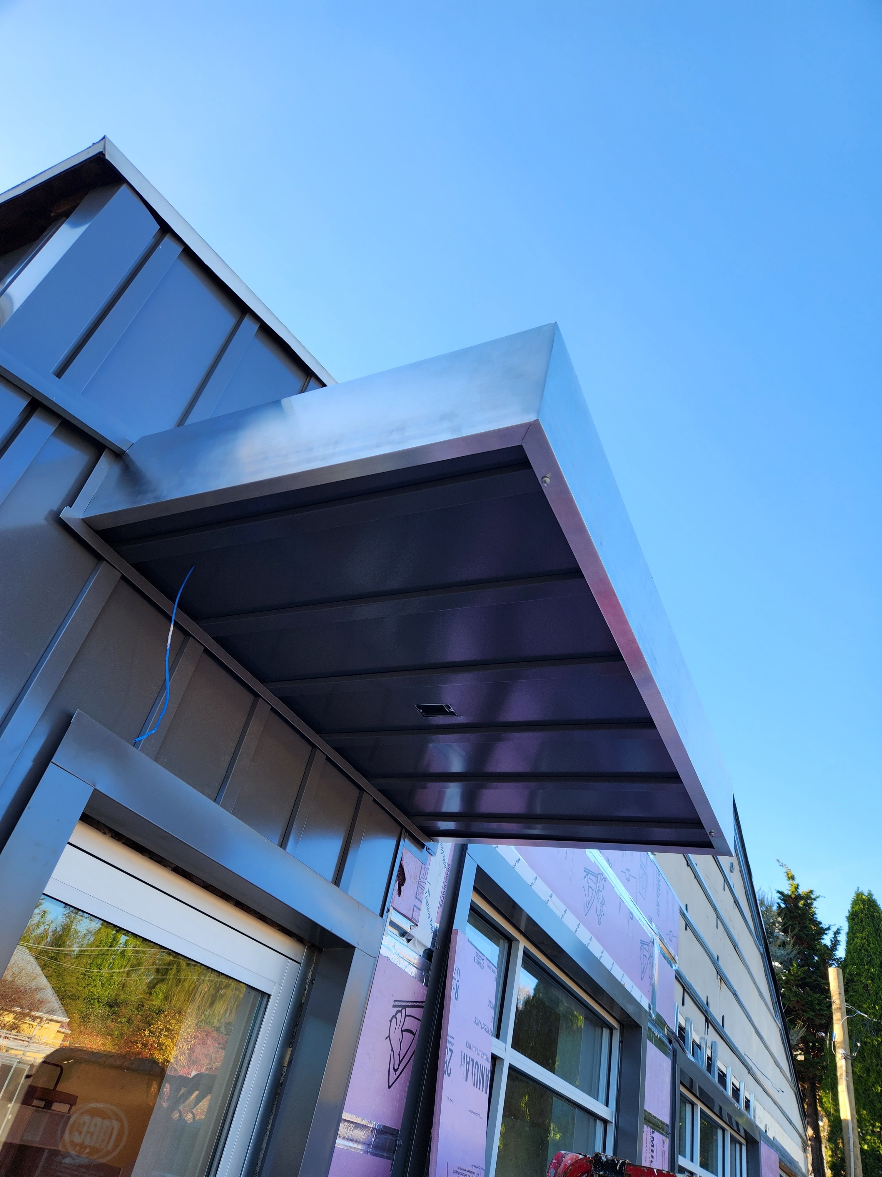 Custom exterior awning installation