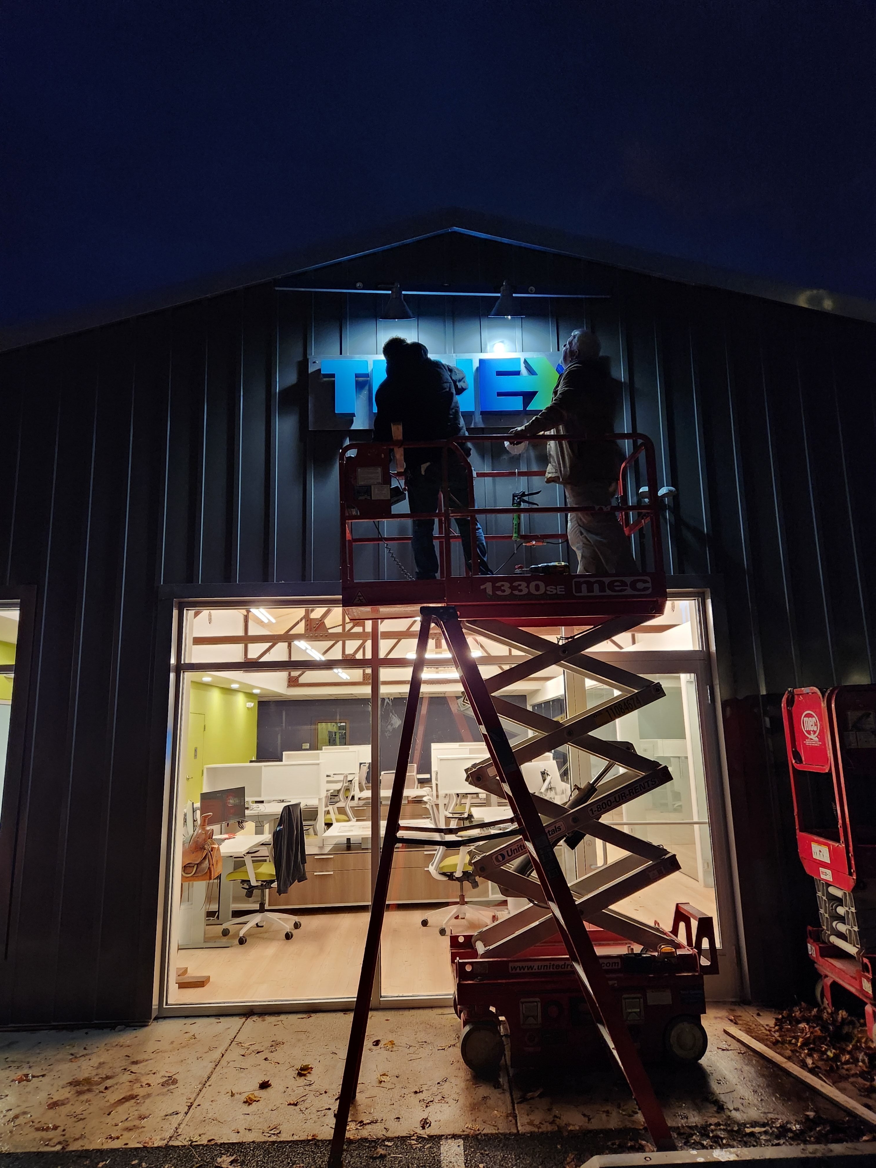 Custom exterior signage installation